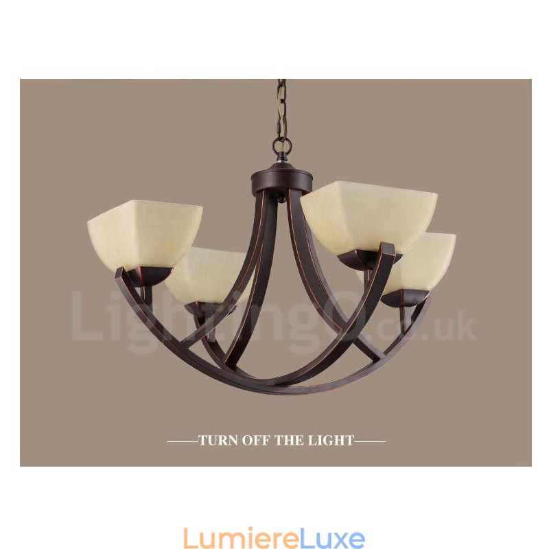 Lustre en métal intégré à 4 lumières de style rustique