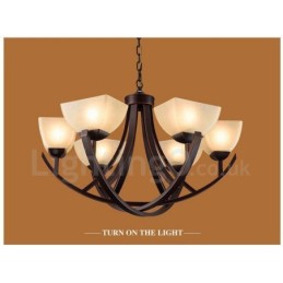 Lustre en métal intégré à 6 lumières de style rustique