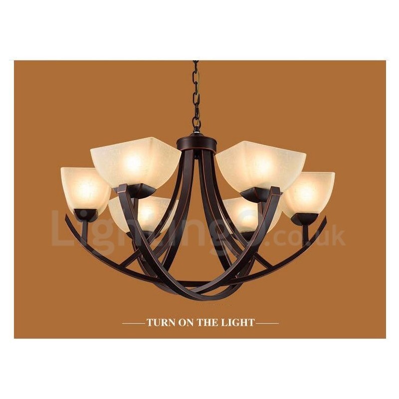 Lustre en métal intégré à 6 lumières de style rustique