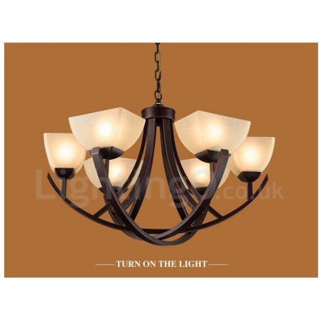 Lustre en métal intégré à 6 lumières de style rustique Lustre en métal intégré à 6 lumières de style rustique