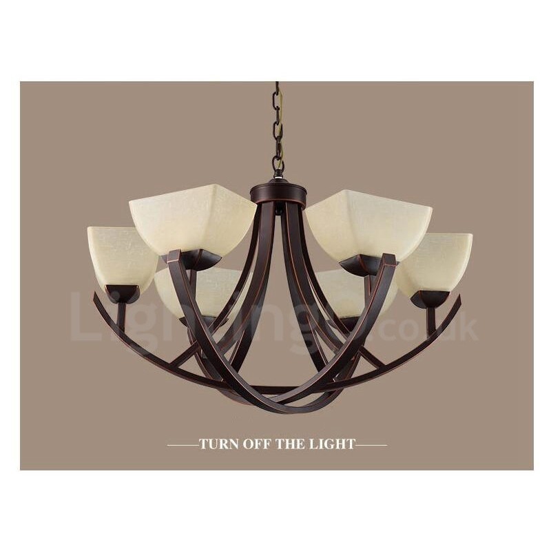 Lustre en métal intégré à 6 lumières de style rustique