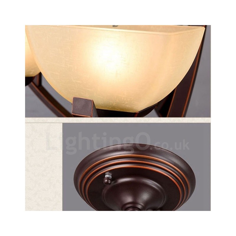 Lustre en métal intégré à 6 lumières de style rustique