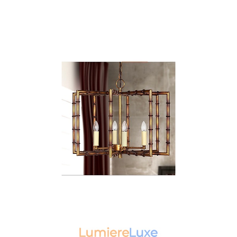 Lustre en fer et cuivre antique simple de style campagnard américain Lustre créatif