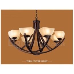 Lustre en métal intégré à 8 lumières de style rustique