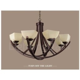 Lustre en métal intégré à 8 lumières de style rustique