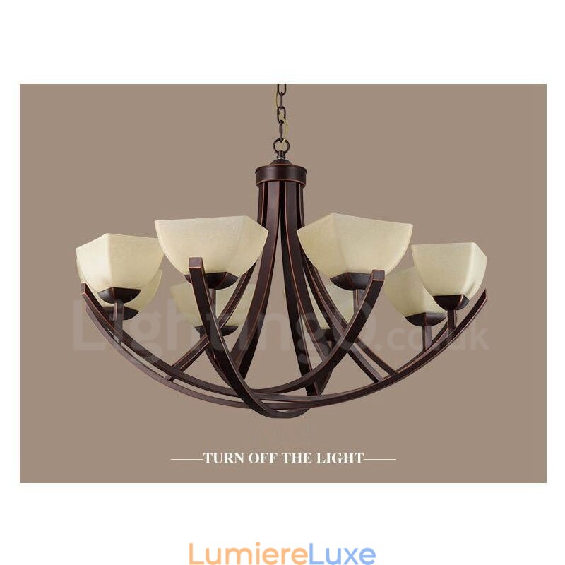 Lustre en métal intégré à 8 lumières de style rustique