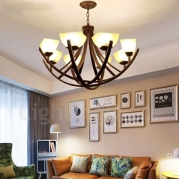 Lustre en métal intégré à 8 lumières de style rustique