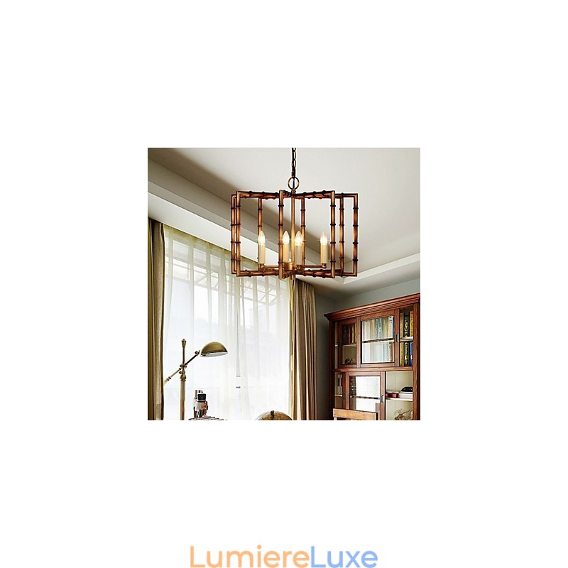 Lustre en fer et cuivre antique simple de style campagnard américain Lustre créatif