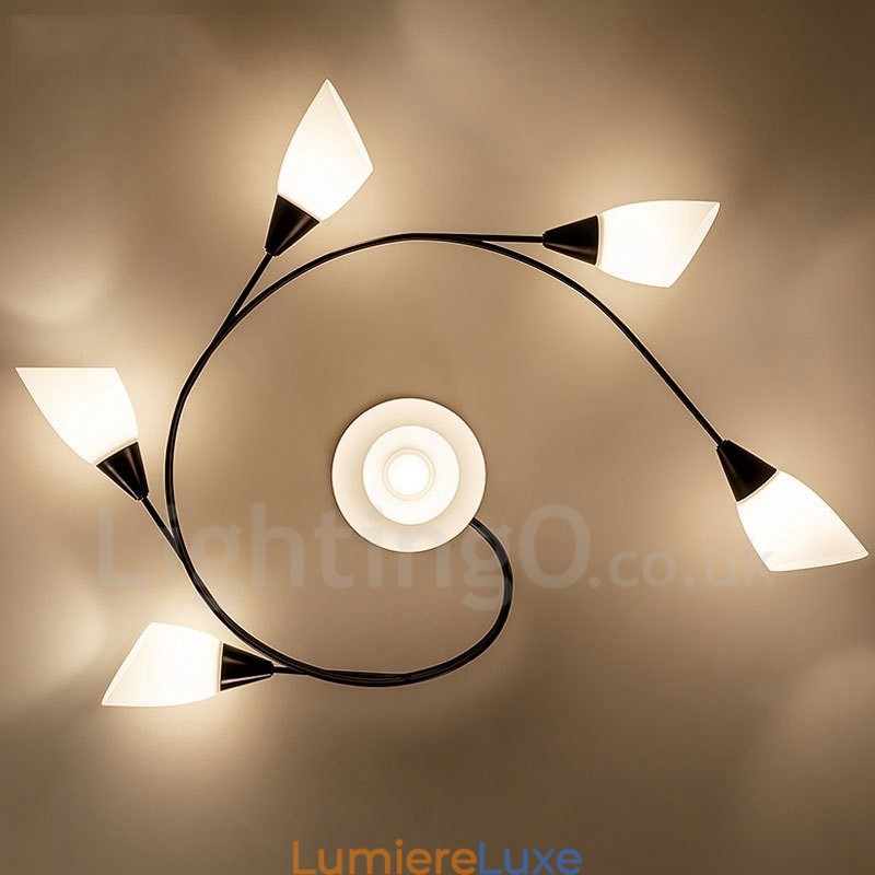 Lustre rustique à 6 lumières intégré avec abat-jour en verre