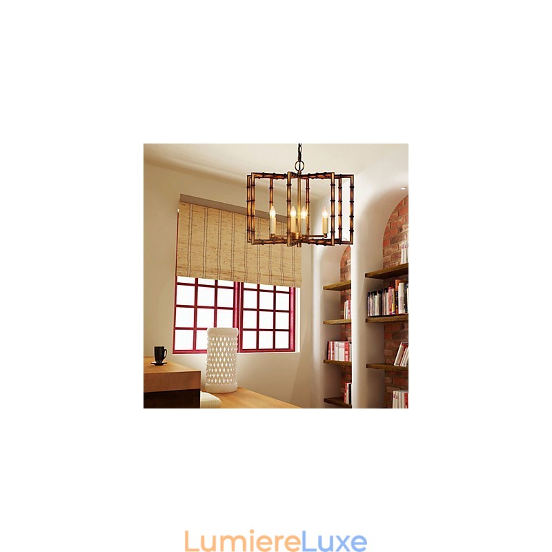 Lustre en fer et cuivre antique simple de style campagnard américain Lustre créatif