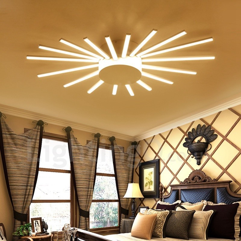 Lustre en métal intégré contemporain moderne à 18 lumières