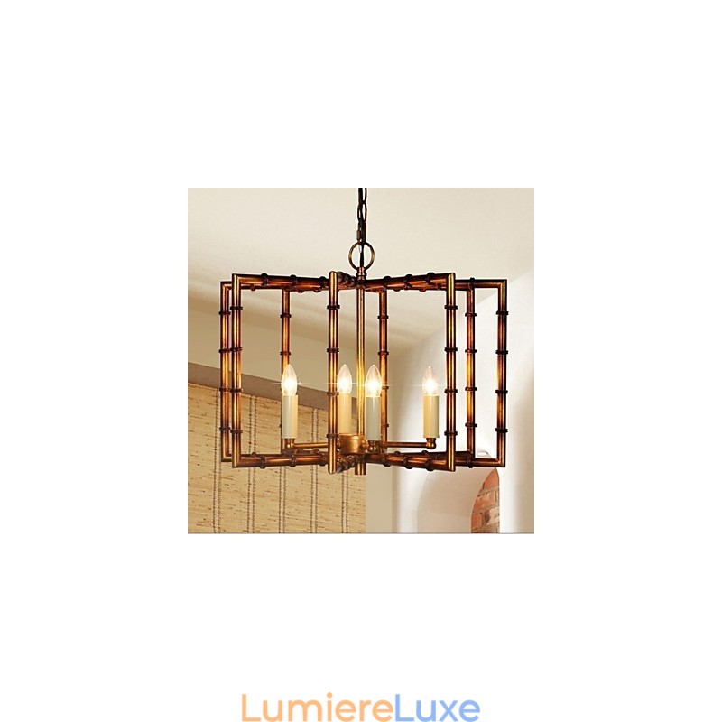Lustre en fer et cuivre antique simple de style campagnard américain Lustre créatif