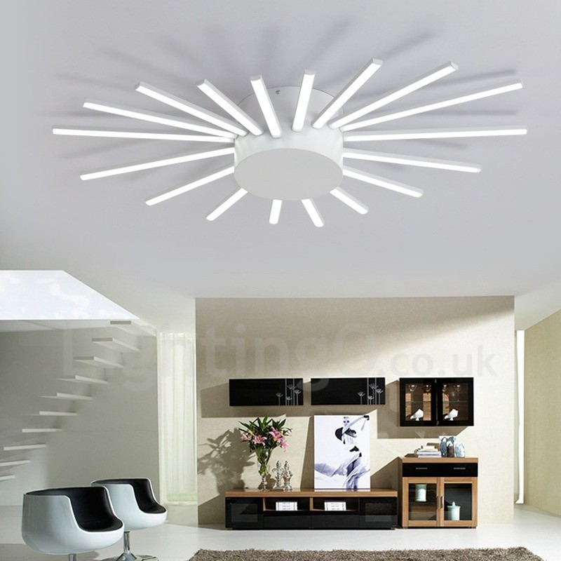 Lustre en métal intégré contemporain moderne à 18 lumières