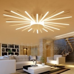 Lustre moderne contemporain intégré en métal à 28 lumières