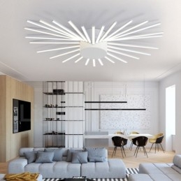 Lustre moderne contemporain intégré en métal à 28 lumières
