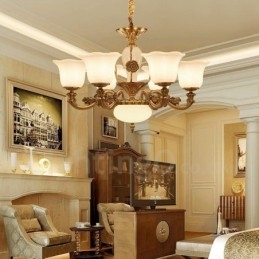 Lustre de luxe traditionnel classique en métal intégré à 6 lumières