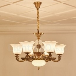 Lustre de luxe traditionnel classique en métal intégré à 6 lumières