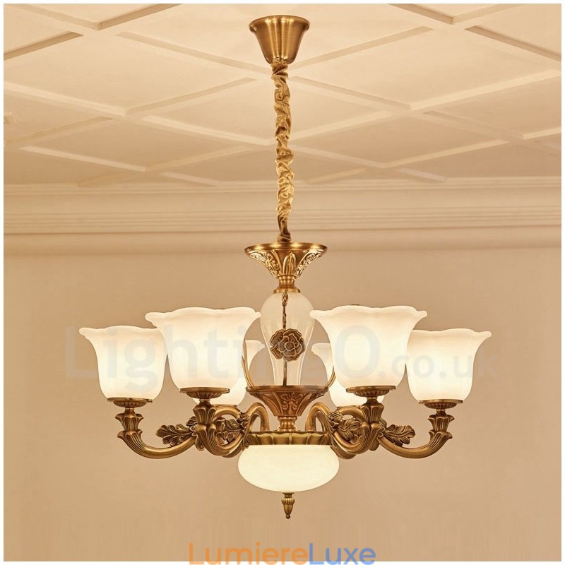 Lustre de luxe traditionnel classique en métal intégré à 6 lumières