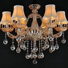 Lustre en cristal traditionnel classique en verre à 6 lumières