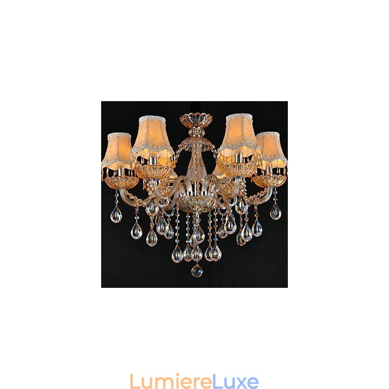 Lustre en cristal traditionnel classique en verre à 6 lumières