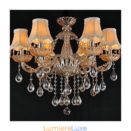 Lustre en cristal traditionnel classique en verre à 6 lumières Lustre en cristal traditionnel classique en verre à 6 lumières