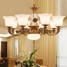 Lustre de luxe traditionnel classique en métal intégré à 8 lumières