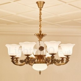 Lustre de luxe traditionnel classique en métal intégré à 8 lumières