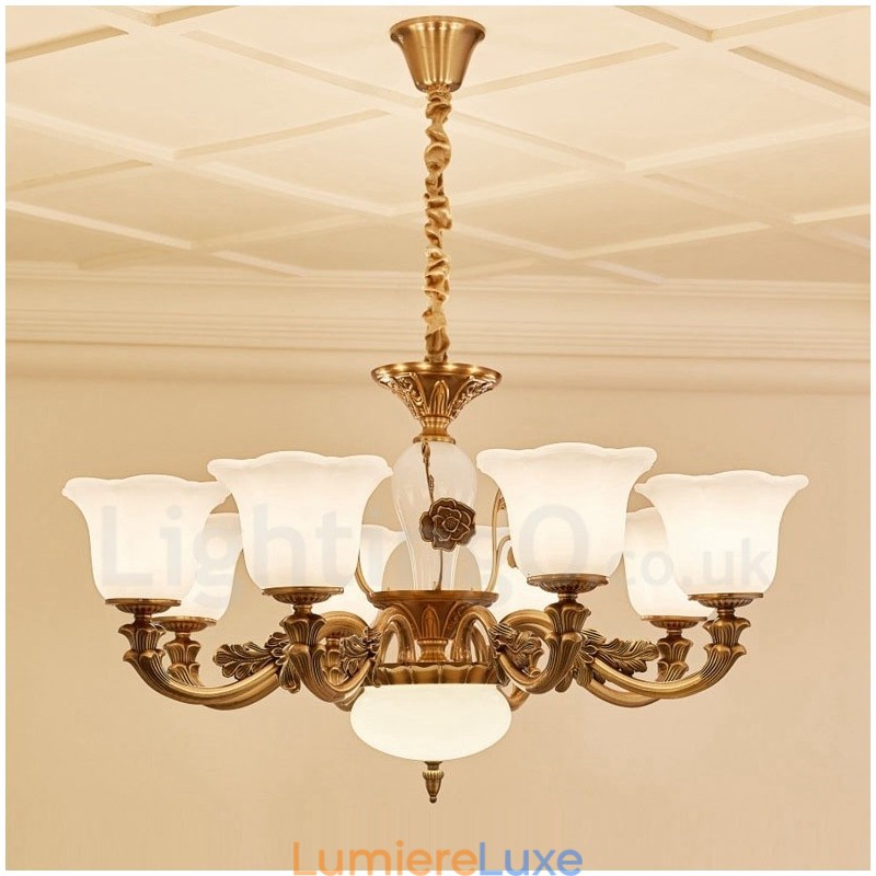 Lustre de luxe traditionnel classique en métal intégré à 8 lumières