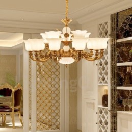 Lustre de luxe traditionnel classique en métal intégré à 15 lumières