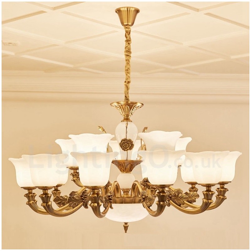 Lustre de luxe traditionnel classique en métal intégré à 15 lumières