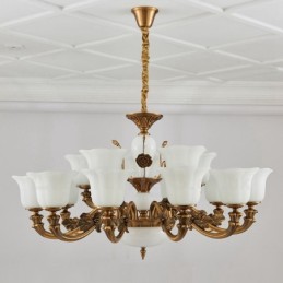 Lustre de luxe traditionnel classique en métal intégré à 15 lumières