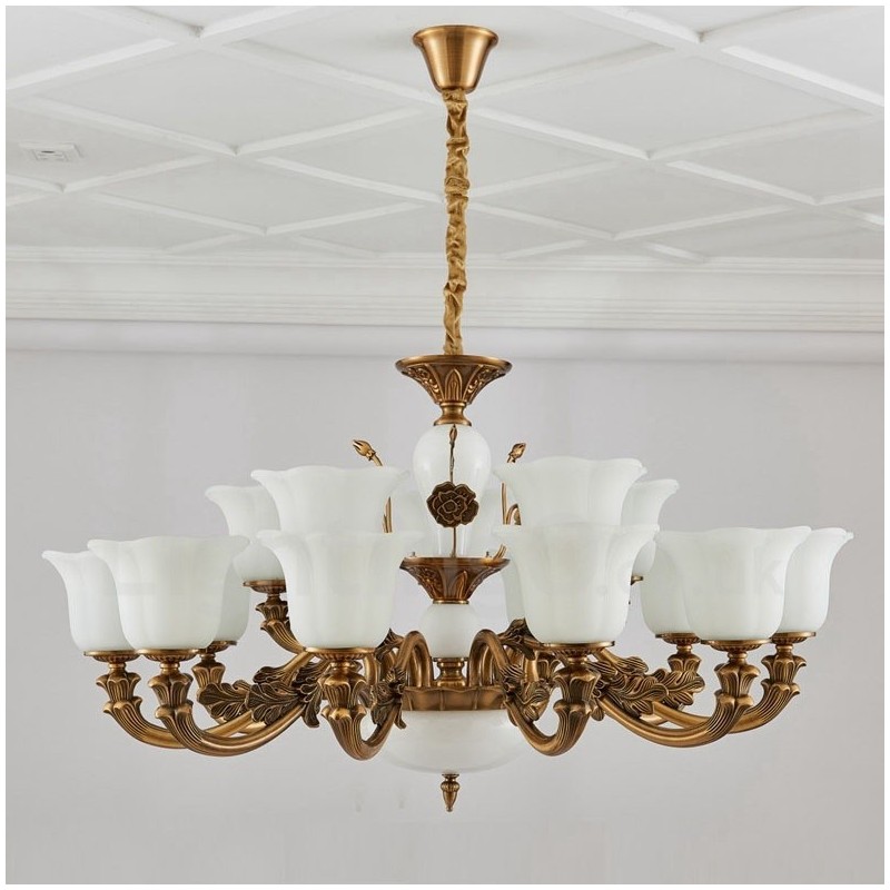Lustre de luxe traditionnel classique en métal intégré à 15 lumières