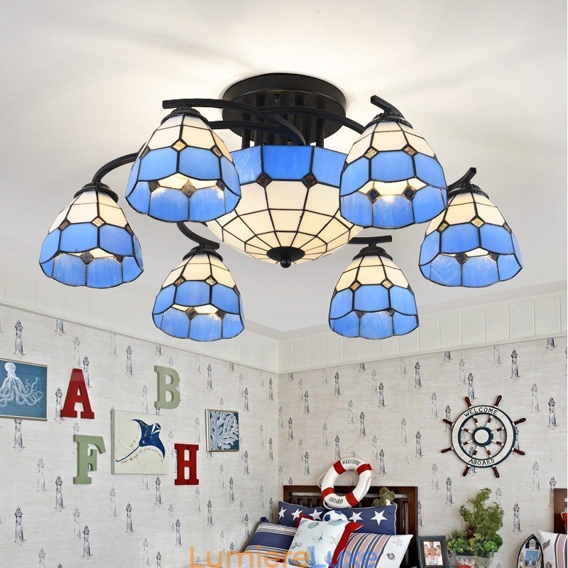 Lustre intégré de style méditerranéen à 9 lumières