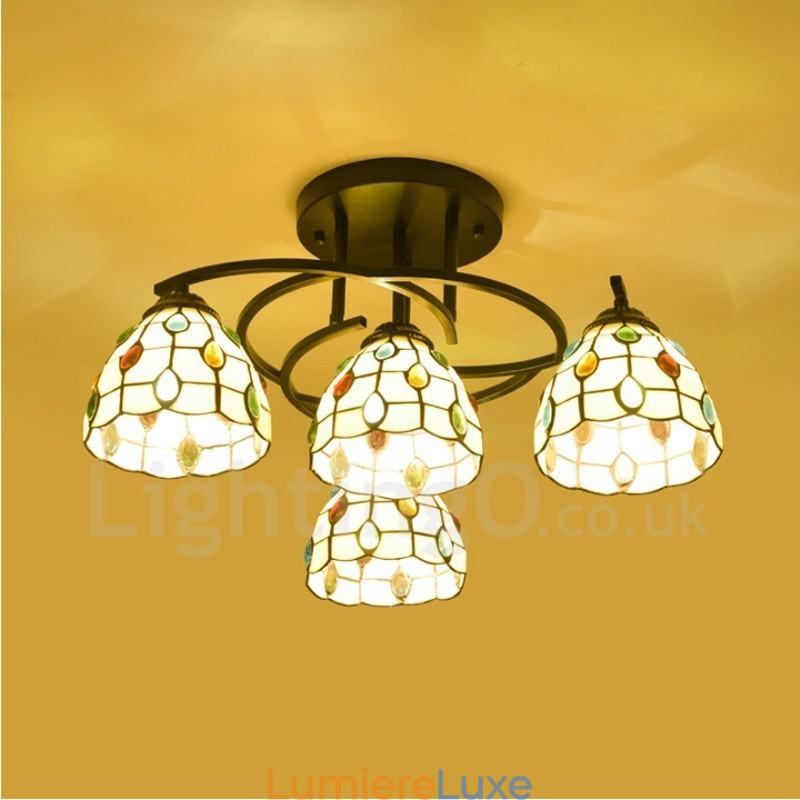 Lustre intégré de style méditerranéen à 4 lumières