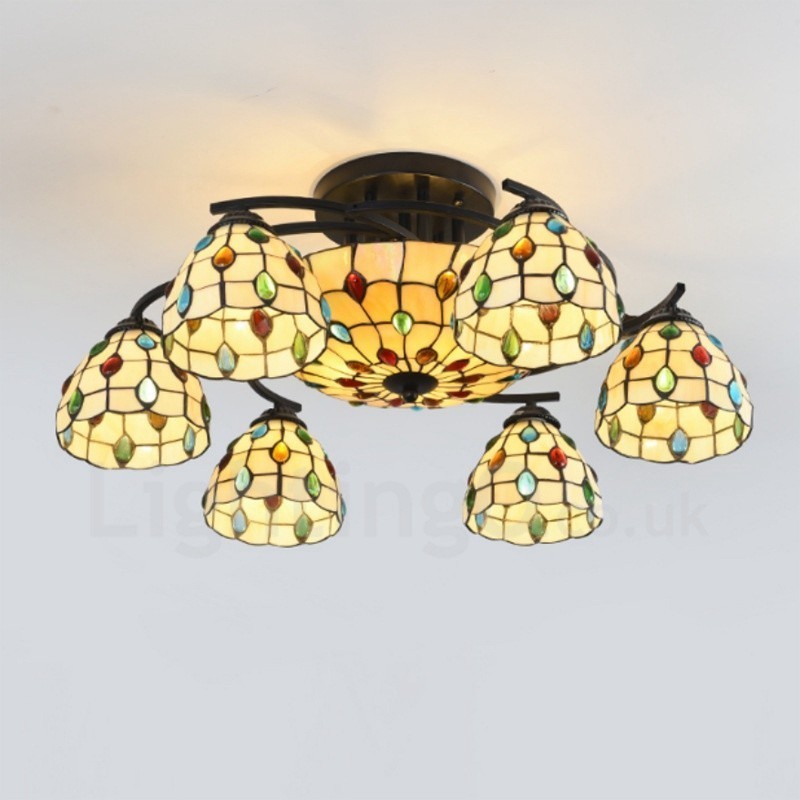 Lustre intégré de style méditerranéen à 9 lumières