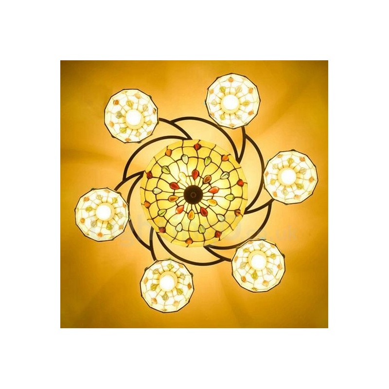 Lustre intégré de style méditerranéen à 9 lumières