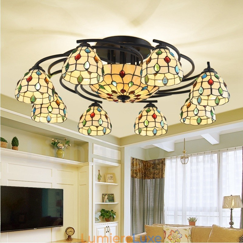 Lustre intégré de style méditerranéen à 11 lumières