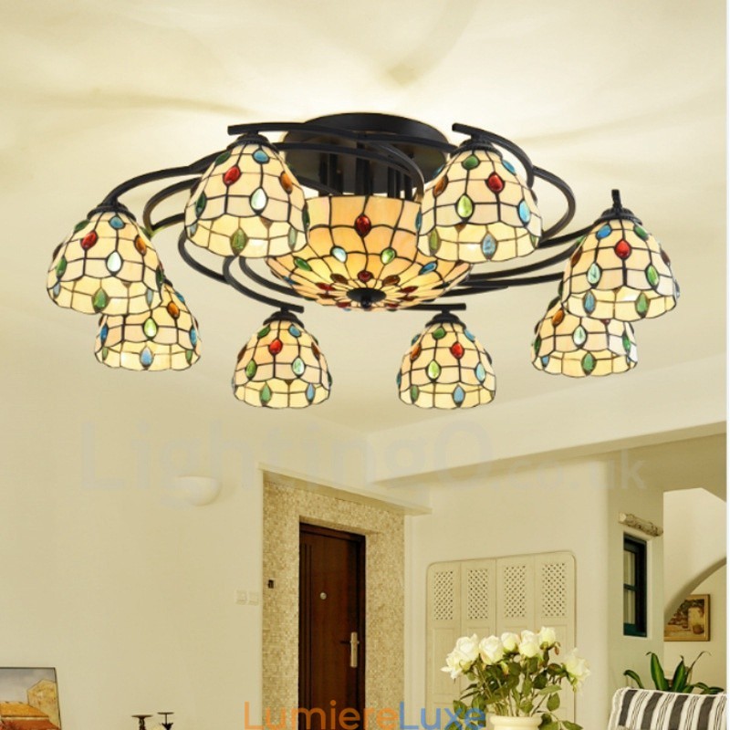 Lustre intégré de style méditerranéen à 11 lumières