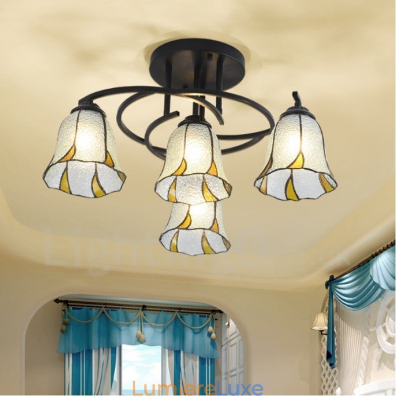Lustre de salle de bain intégré en métal de style méditerranéen à 4 lumières