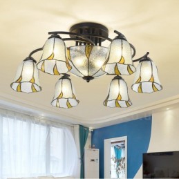 Lustre de salle de bain intégré en métal de style méditerranéen à 9 lumières