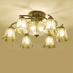 Lustre de salle de bain intégré en métal de style méditerranéen à 9 lumières