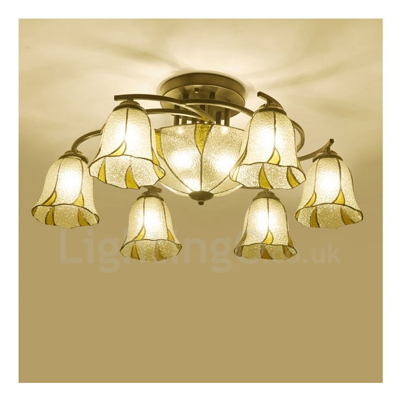 Lustre de salle de bain intégré en métal de style méditerranéen à 9 lumières
