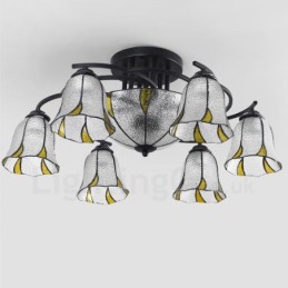Lustre de salle de bain intégré en métal de style méditerranéen à 9 lumières