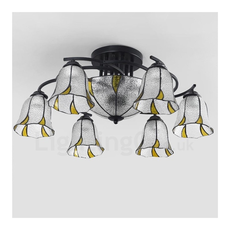 Lustre de salle de bain intégré en métal de style méditerranéen à 9 lumières