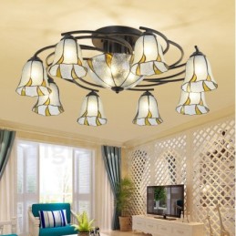 Lustre de salle de bain intégré en métal de style méditerranéen à 11 lumières