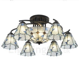 Lustre de salle de bain intégré en métal de style méditerranéen à 9 lumières