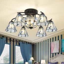 Lustre de salle de bain intégré en métal de style méditerranéen à 9 lumières