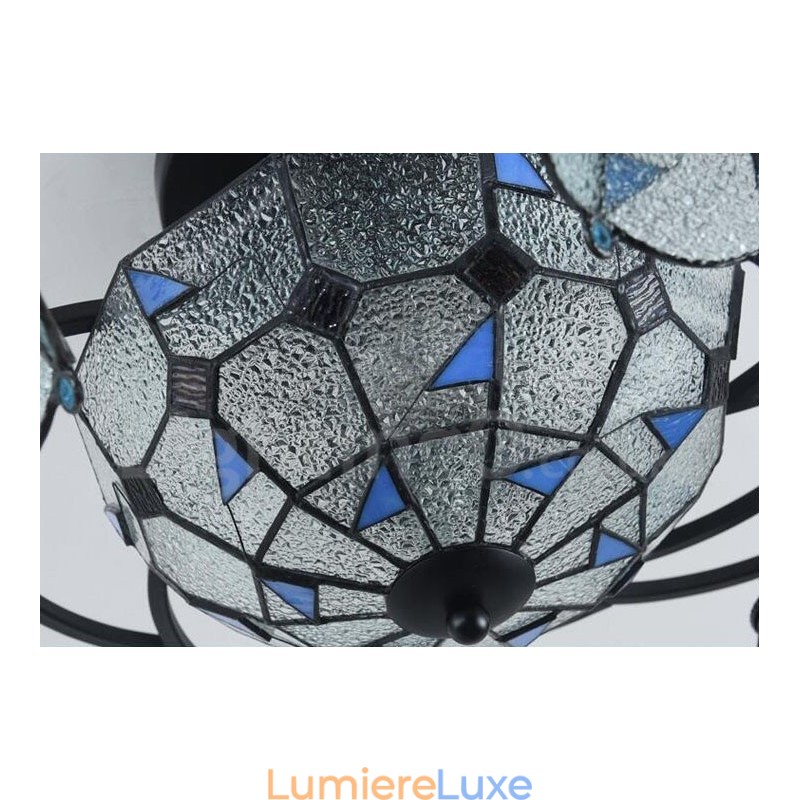 Lustre de salle de bain intégré en métal de style méditerranéen à 9 lumières