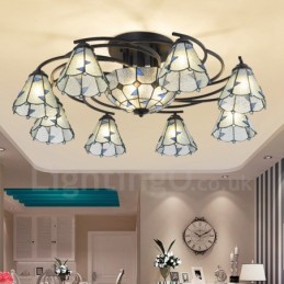 Lustre de salle de bain intégré en métal de style méditerranéen à 11 lumières