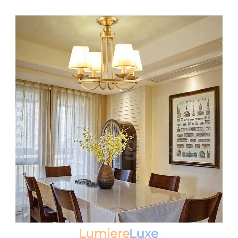 Lustre rustique à 4 lumières en métal et cuivre intégré